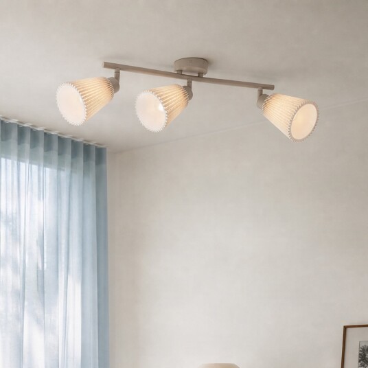 Percy downlight, 3 lyskilder, beige, lin, 70 cm – Nola - Stue - Moderne - Stoff / Tekstil - Med flere lyskilder