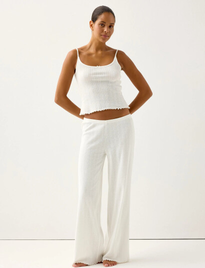 Lindex Trousers Pointelle White L Lindex Trousers Pointelle White L
