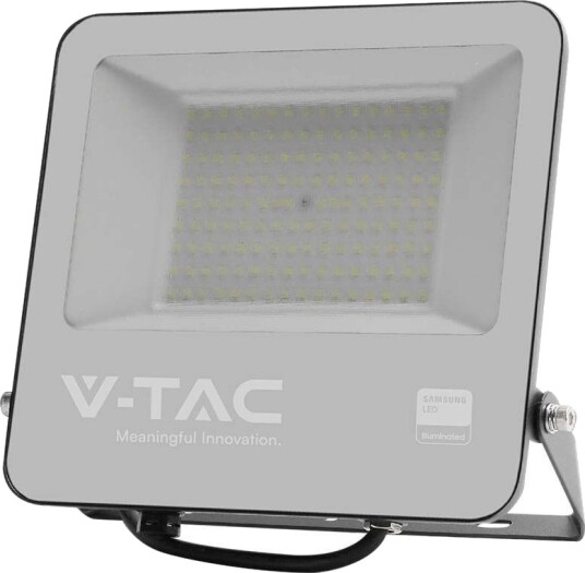 V Tac 100W lyskaster Samsung chip 6500K svart hus grått glass 135lm/W Kulør : Kald