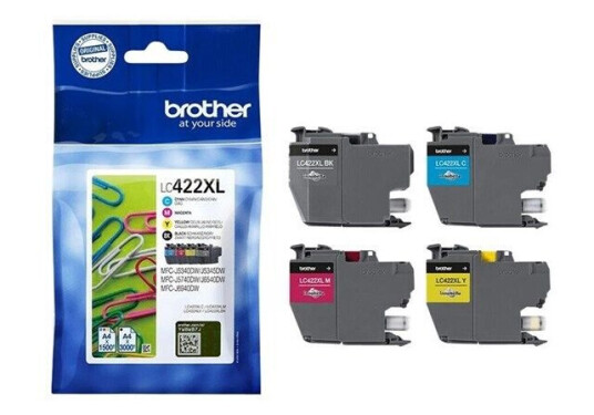 Brother LC 422XL Ink (Black Yellow Cyan Magenta) 4-Pack - Blekkpatron Blå