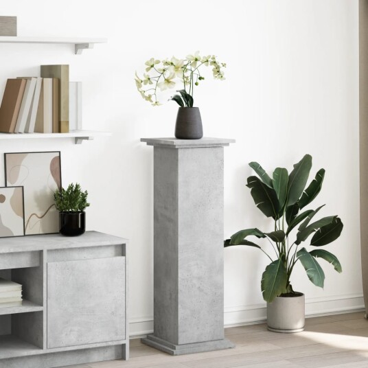 Pidestall med oppbevaring betonggrå 31x30x90 cm konstruert tre Pidestall med oppbevaring betonggrå 31x30x90 cm konstruert tre
