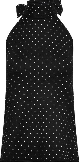 Gina Tricot Polka Dot Knitted Top   Black   XL