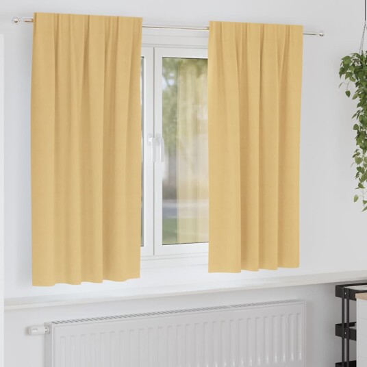 Gardiner med gardiner 2 pcs Beige Polyester Gardiner med gardiner 2 pcs Beige Polyester