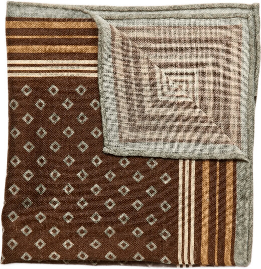 Lindbergh Wool Hankie With Pattern   Brown   ONE SIZE