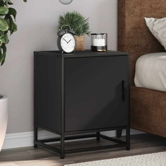  Nattbord 2 stk svart 40x31x50 cm heltre furu og metall 8721102837692