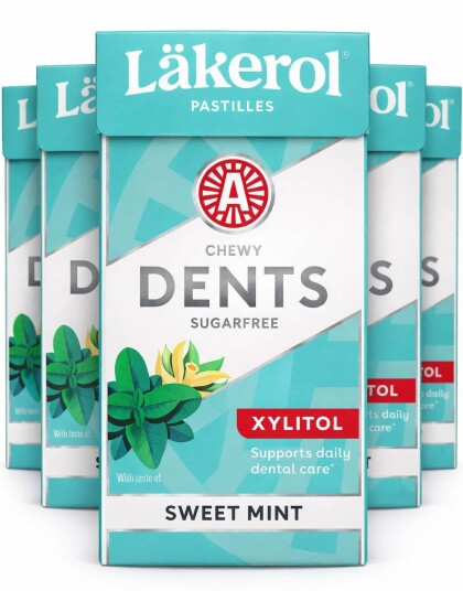 24 stk Läkerol Dents Sweetmint / Sukkerfrie Pastiller med Søt Mintsmak   Hel Eske 864 gram