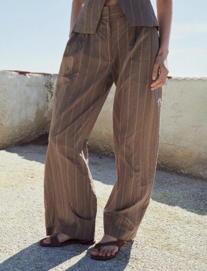 Mango High Waist Straight Trousers Brown 42 Mango High Waist Straight Trousers Brown 42