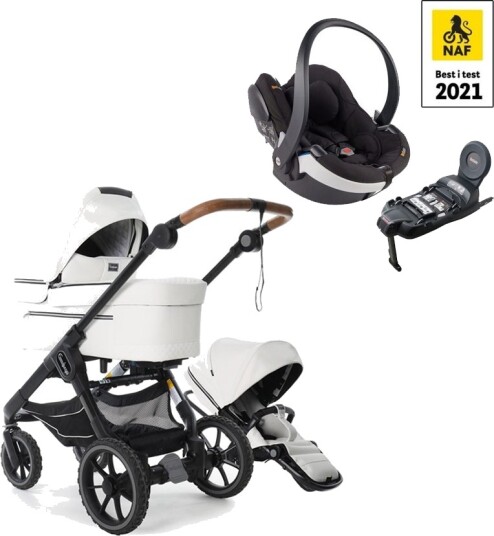 BeSafe Pakketilbud Emmaljunga NXT90 De Lux Black Polar White Leatherette + Besafe Go Modular X1 + Base