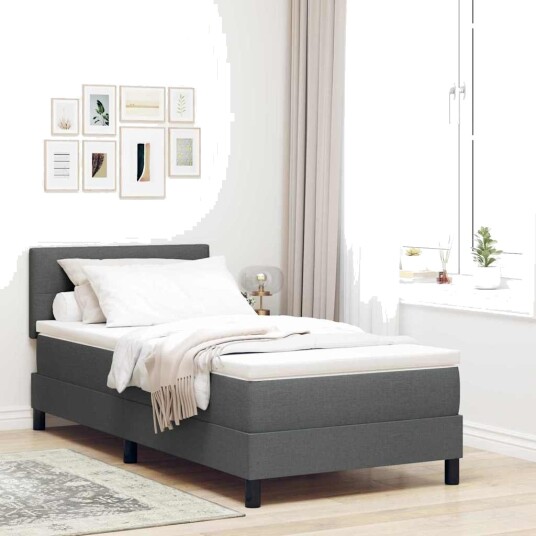 Box Spring Seng med Madrass Mørk Grå 80x200 cm Stoff