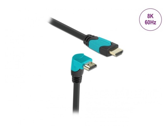 Delock HDMI-kabel 2.1 Nedovervinklet 1m - Svart - Støtte for 8K 60Hz