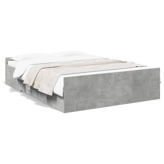 Sengeramme med skuffer betonggrå 135x190 cm konstruert tre 8721102619700