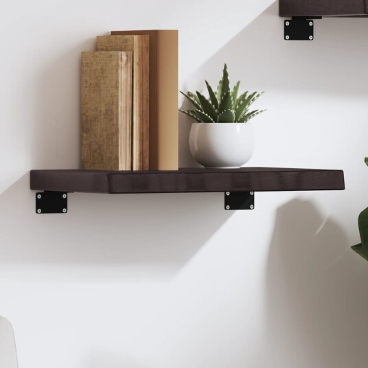vidaXL Vegghylle m?rkegr? 40x30x4 cm behandlet heltre eik vidaXL Vegghylle m?rkegr? 40x30x4 cm behandlet heltre eik