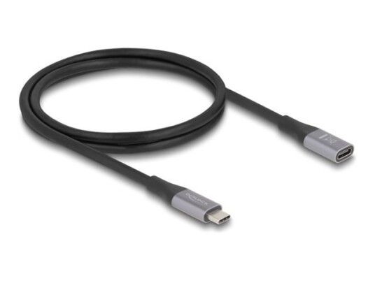 Delock - Usb-Forlengelseskabel - 24 Pin Usb-C (Hann) Til 24 Pin Usb-C (Hunn) - Usb 2.0 / Usb 3.2 / Usb4 / Thunderbolt 3 - 48 V - 5 A - 1 M - Up To 40 Gbps Data Transfer Rate, Støtte For Power Delivery 3,1, Opp Til 240 W Strømforsyningsstøtte - Svart