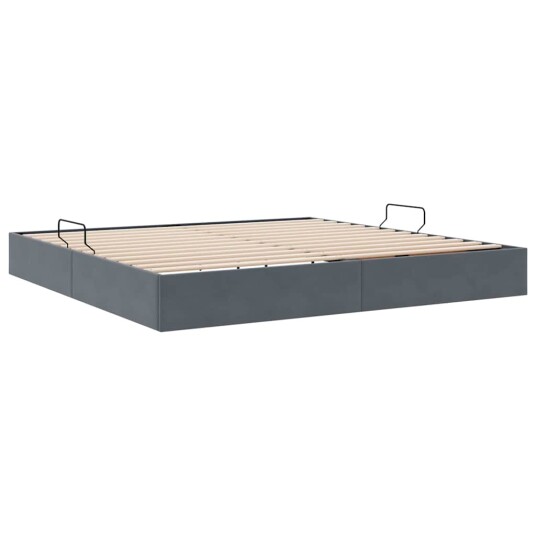 Seng med Oppbevaring med madrass Mørkegrå 200 x 200 cm Fløyel