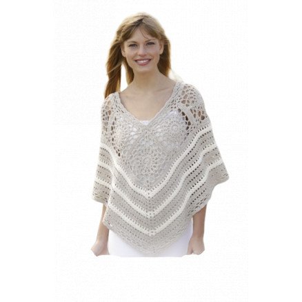 Sweet Martine by DROPS Design Poncho med Bestemorruter Hekleoppskrift str S XXXL