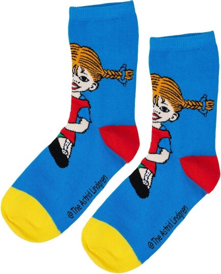 Pippi Langstrømpe Sokker 2 Pakk Blå/Rød 23 26