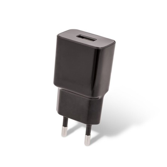 MXTC-01 Vegglader USB, hurtiglading (2,1 A) + microUSB-kabel, svart