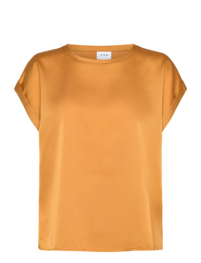 Vila Viellette S/S Satin Top - Noos - Yellow - 34