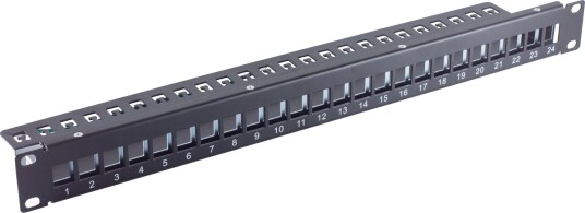 S/Conn 19" keystone patchpanel 24 port 1U svart