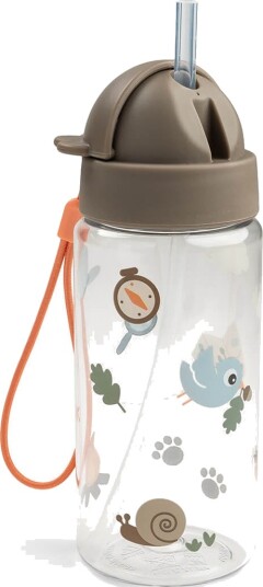 Done By Deer Straw Bottle Tiny Trails Sand 350ml Brown Ø6.5x H 18.5cm