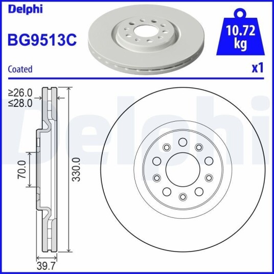 DELPHI BG9513C Bremseskive