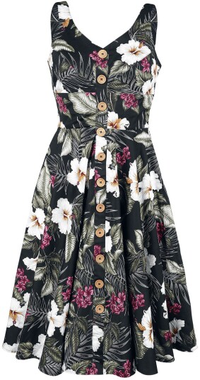 Hell Bunny   Rockabilly Middellang kjole   Tahiti 50's Dress   XS til 4XL   Damer   svart