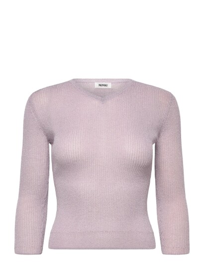 Monki Slim Knitted V Neck Sweater Pink L