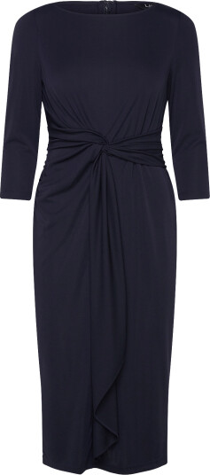 Lauren Ralph Lauren Twist Front Stretch Jersey Midi Dress Navy 36