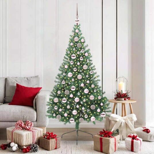  Kunstig Forhåndsopplyst Juletre med 300 LED grønn 180 cm PVC