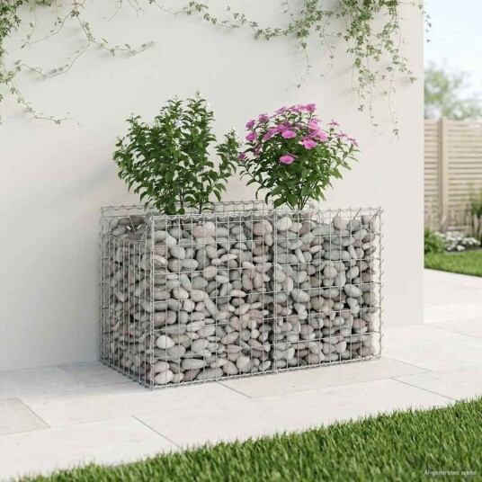 vidaXL Gabion hevet seng 100 x 50 x 60 cm Galvanisert stål Sølv