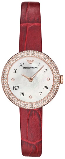 Emporio Armani Dameklokke AR11357 Rosa Hvit/Lær Ø30 mm Emporio Armani Dameklokke AR11357 Rosa Hvit/Lær Ø30 mm