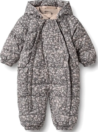 Wheat Puffer Suit Edem - DARK CHARCOAL FLOWERS - 3-6M