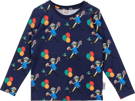 Pippi Langstrømpe Ballonger Tröja Navy 128 Pippi Langstrømpe Ballonger Tröja Navy 128