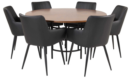 Venture Design Copenhagen & Comfort spisegruppe Brun/svart 6 st stoler & bord 140 cm