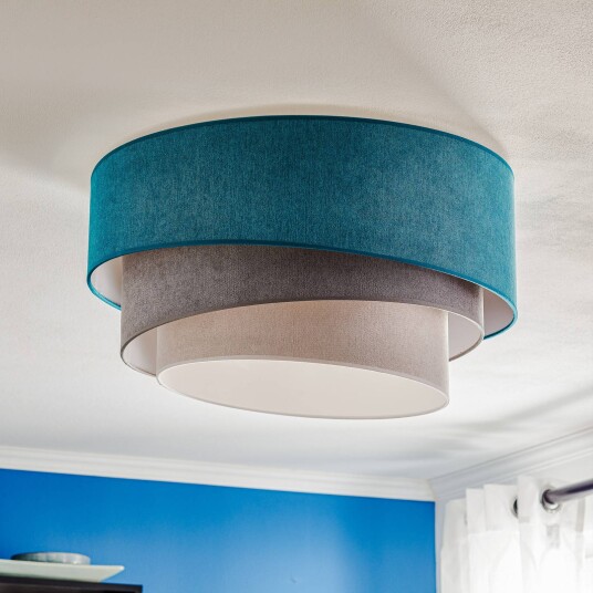 Duolla Taklampe Pastel Trio 60cm turkis/grå/lys grå