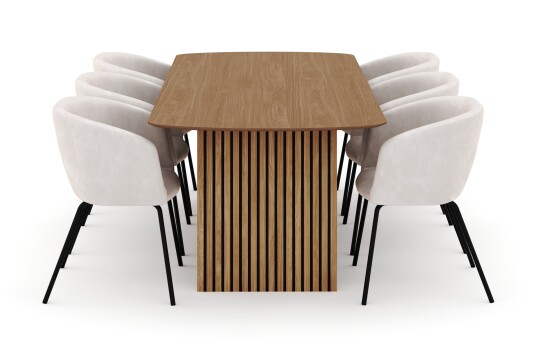 Bark Richeto Spisebord 240 cm med 6 Berit Stoler Natur