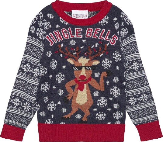 Happy Seasons Jingle Bells Christmas Sweater Kids NAVY 110 116