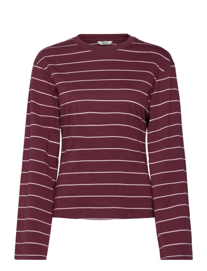Monki Fitted Long Sleeved Top Burgundy XXS