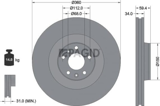 PAGID 54222NHC Bremseskive PAGID 54222NHC Bremseskive