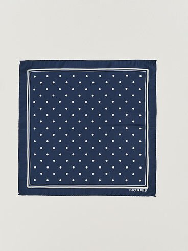 Morris Dot Pocket Square Navy