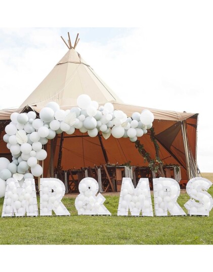 Mr & Mrs Ballongmosaikkstativ 63 cm Botanisk Bryllup Mr & Mrs Ballongmosaikkstativ 63 cm Botanisk Bryllup