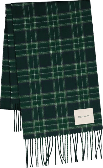 Gant Checked Wool Scarf - Green - ONE SIZE