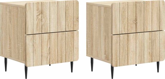  Nattbordskap med skuff 2 pcs Sonoma eik 43 x 34,5 x 49,5 cm
