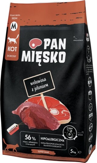 Pan Mięsko Tørrfôr Cat Med Hjort Medium Okse 2 X 5 kg