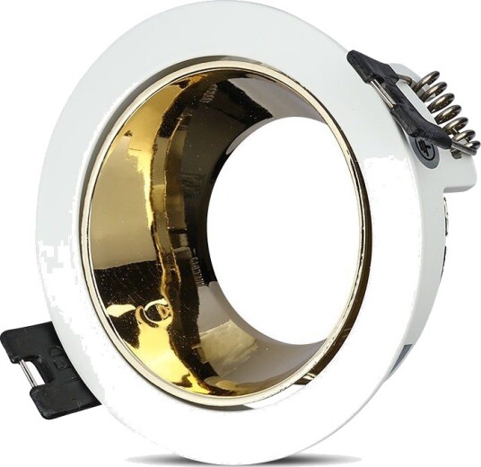 V Tac GU10 innfellingsspot   Rund hvit/gull aluminium IP20 Hull: Ø7,2 cm Mål: Ø7,9 cm uten lyskilde
