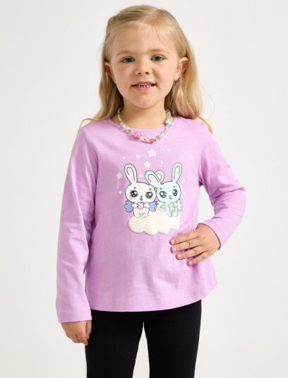 Lindex Long Sleeved Top With Bunnies Purple 116