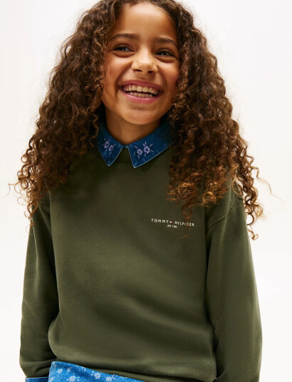 Tommy Hilfiger Mini Corp C Neck Sweatshirt Khaki green 98