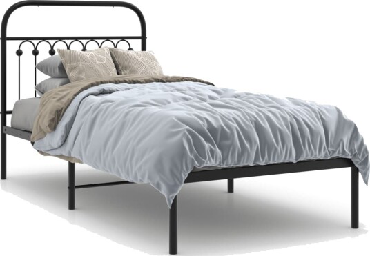 Sengeramme i metall med hodegavl svart 90x190 cm 8721102644818