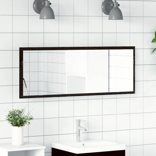  LED Badspeil i Svart Eik 100x8,5x37 cm Ingeniørtre