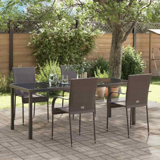 5 Delers Hage Spisegruppe Brun Poly Rattan